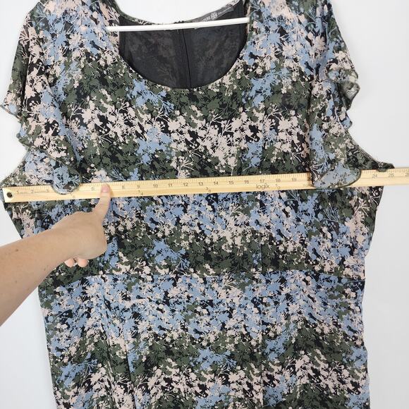 Signature Collection Floral Dress Size 22/24W Flutter Sleeve Art to Wear Office - Picture 7 of 10